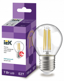 Лампа светодиодная Iek LLF-G45-7-230-40-E27-CL G45 шар прозр. 7Вт 230В 4000К E27 серия 360°