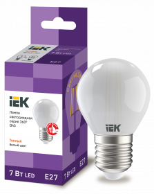 Лампа светодиодная Iek LLF-G45-7-230-30-E27-FR G45 шар матовая 7Вт 230В 3000К E27 серия 360°