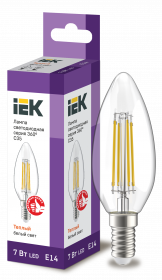 Лампа светодиодная Iek LLF-C35-7-230-30-E14-CL C35 свеча прозр. 7Вт 230В 3000К E14 серия 360°