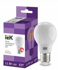 Лампа светодиодная Iek LLF-A60-11-230-30-E27-FR LED A60 шар матовая 11Вт 230В 3000К E27 серия 360°