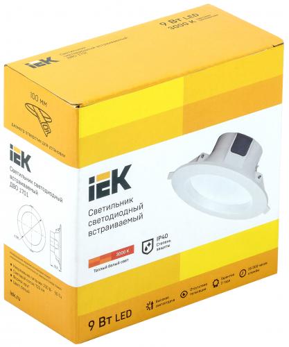 Светильник LED Iek ДВО 1701 белый круг 9 Вт 3000K IP40 (LDVO0-1701-09-3000-K01)