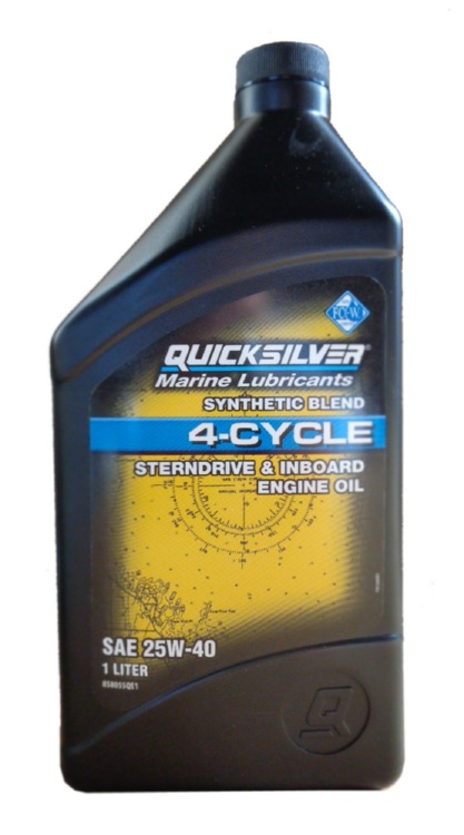 Моторное масло Quicksilver 858055QE1 Synthetic Blend 4-Cycle Sterndrive and Inboard Engine Oil 25W-40 1 л