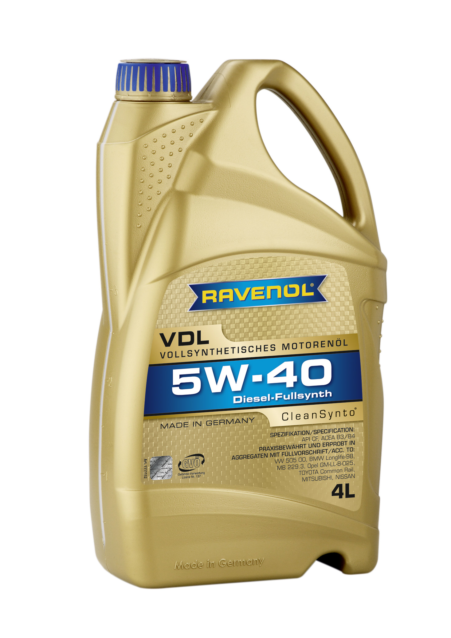 Моторное масло Ravenol 4014835723795 VDL 5W-40 4 л