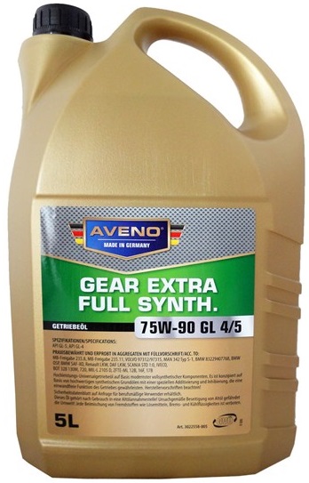 Трансмиссионное масло Aveno 3022558-005 Gear Extra Full Synth. 75W-90 5 л