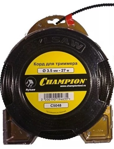 Корд триммерный CHAMPION C5048 Nylsaw 3.5 мм, 27 м (черный зубчатый)