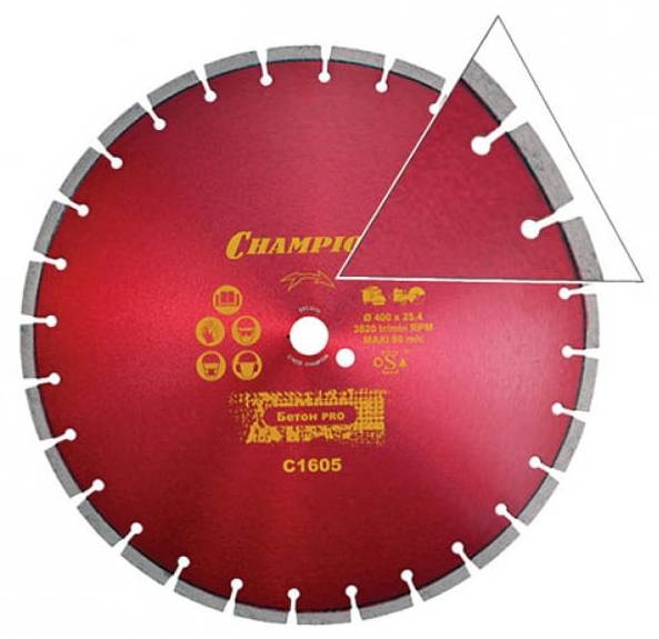 Диск алмазный CHAMPION C1605 Concremax ST 400/25.4/10 (бетон)