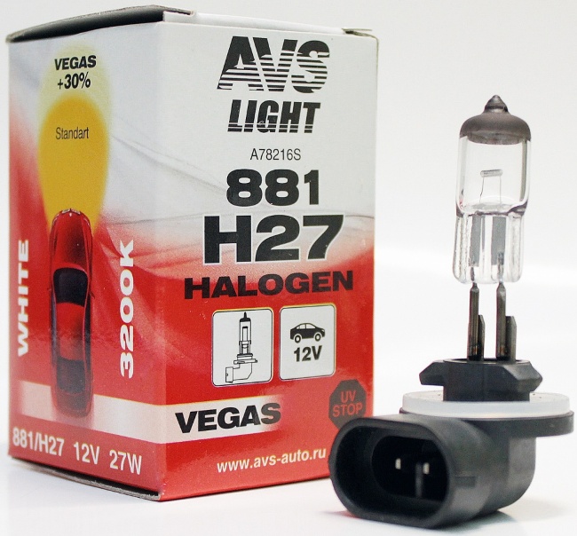 Лампа галогенная AVS Vegas H27/881, 12V, 27W