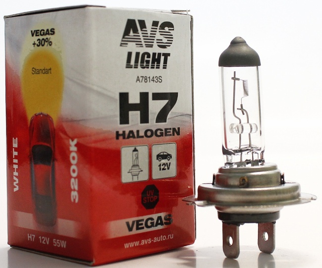 Лампа галогенная AVS Vegas H7, 12V, 55W