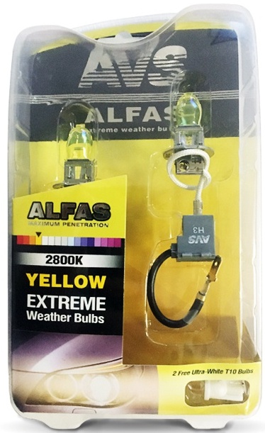 Газонаполненные лампы AVS Alfas жёлтый 2800К, H3, 12V, 85W комплект 2 штуки
