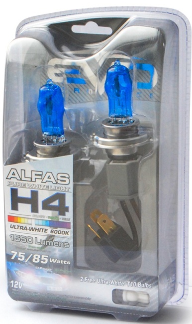 Газонаполненные лампы EVO Alfas ультра-белый 6000К, H4, 12V, 85W комплект 2 штуки