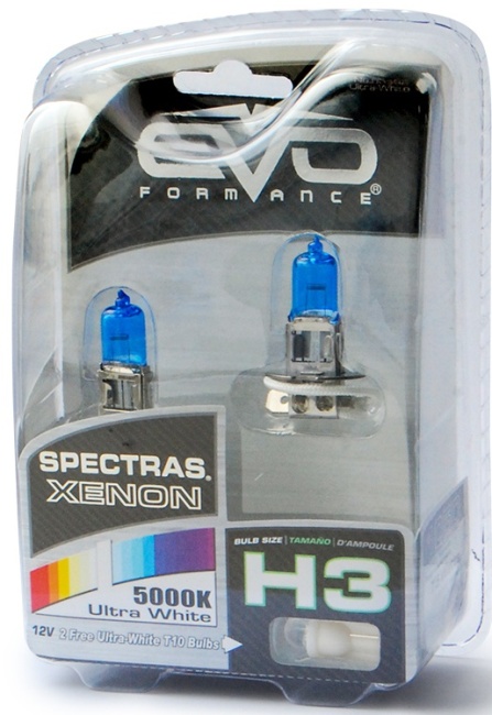 Газонаполненные лампы EVO Spectras 5000K, H3, 12V, 65W комплект 2 + 2 (T-10)