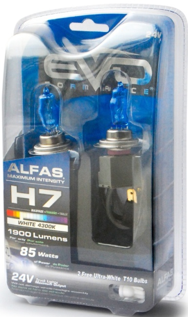 Газонаполненные лампы EVO Alfas 4300К, 24V, H7, комплект 2 штуки