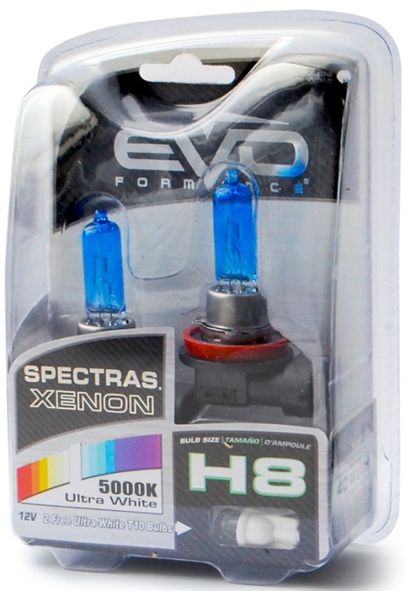 Газонаполненные лампы EVO Spectras 5000K, H8, 12V, 65W комплект 2 + 2 (T-10)