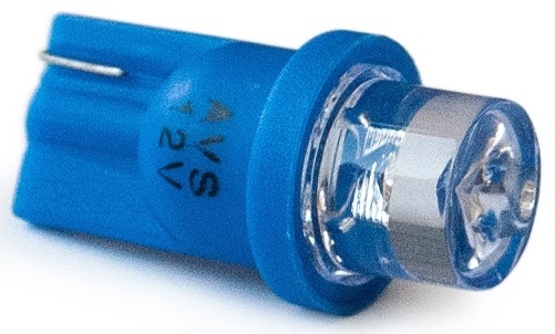Лампа светодиодная T10 T011 синий (W2.1x9.5d) 1 LED усечённая, W5W, 10 штук