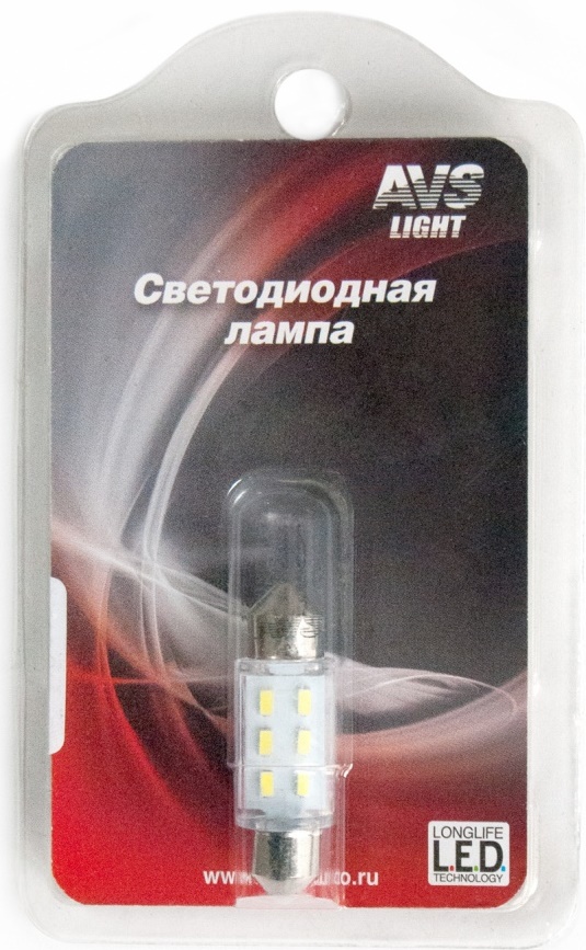Лампа светодиодная T11 SV003 белый (SV8.5) 6 SMD 36 мм, блистер 1 штука