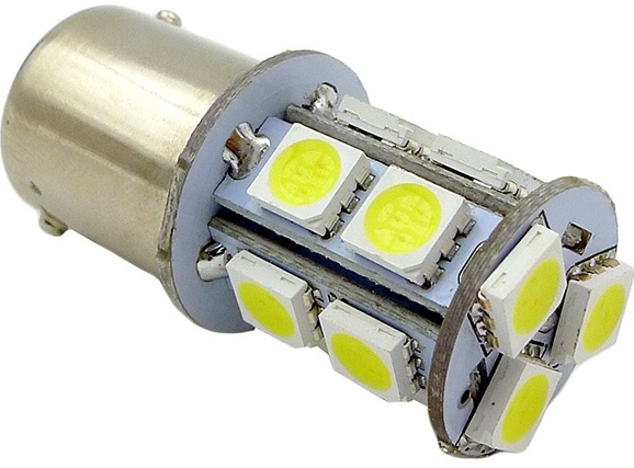 Лампа светодиодная T15 S022A белый (BA15S) 13SMD 5050, 12V, 1 contact, коробка 2 штуки