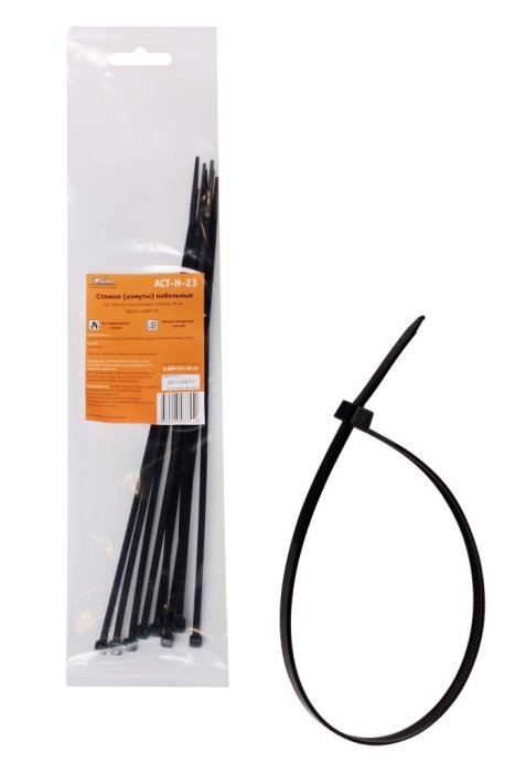 Стяжки (хомуты) кабельные AIRLINE ACT-N-23 (3.6х250 мм, пластиковые, черные, 10 штук)