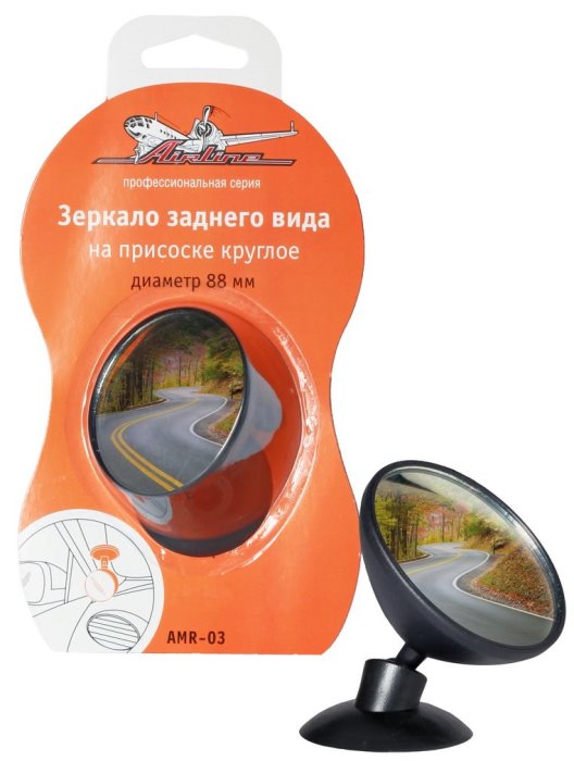 Зеркало салонное на присоске круглое AIRLINE AMR-03 (88 мм)