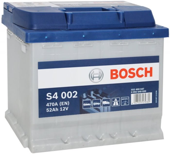Аккумуляторная батарея Bosch S4 Silver 0 092 S40 020 (12В, 52А/ч)