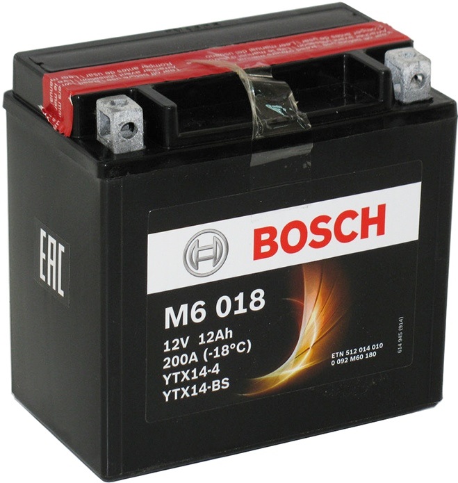 Аккумуляторная батарея Bosch Funstart AGM 0 092 M60 180 (12В, 12А/ч)