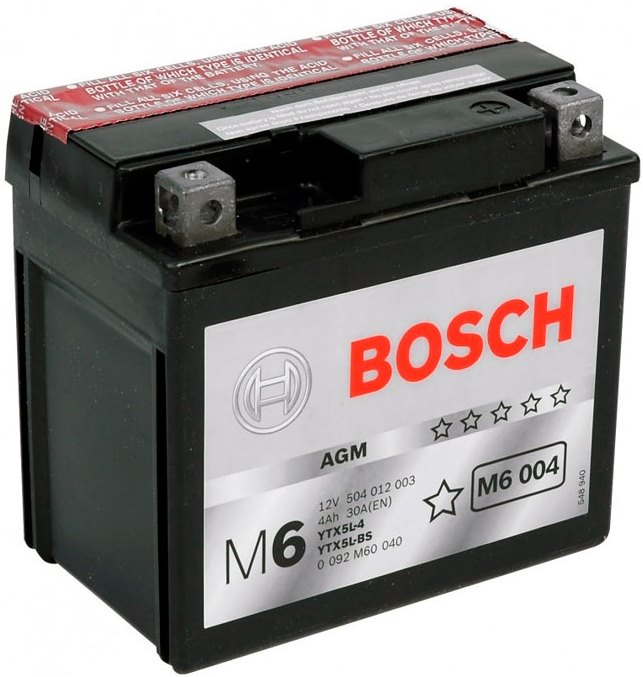 Аккумуляторная батарея Bosch Funstart AGM 0 092 M60 040 (12В, 4А/ч)