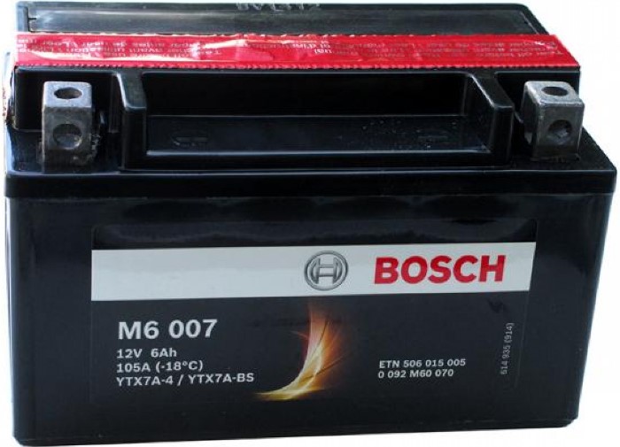 Аккумуляторная батарея Bosch Funstart AGM 0 092 M60 070 (12В, 6А/ч)