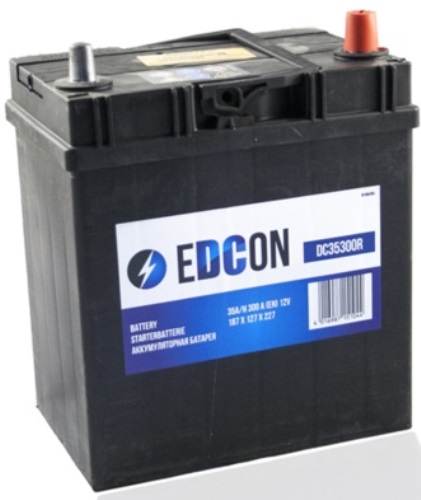 Автомобильный аккумулятор EDCON DC35300R (12В, 35А/ч)