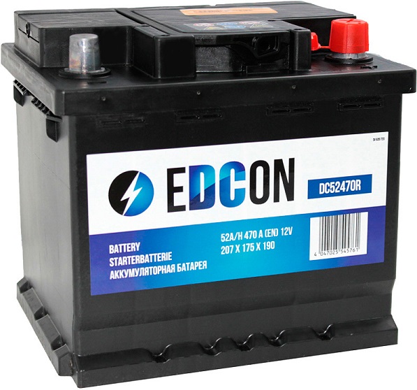 Автомобильный аккумулятор EDCON DC52470R (12В, 52А/ч)