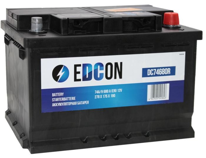 Автомобильный аккумулятор EDCON DC74680R (12В, 74А/ч)