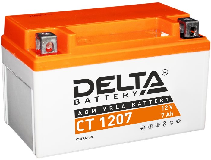 Аккумулятор DELTA Battery AGM YTX7A-BS CT 1207 (12В, 7А/ч)