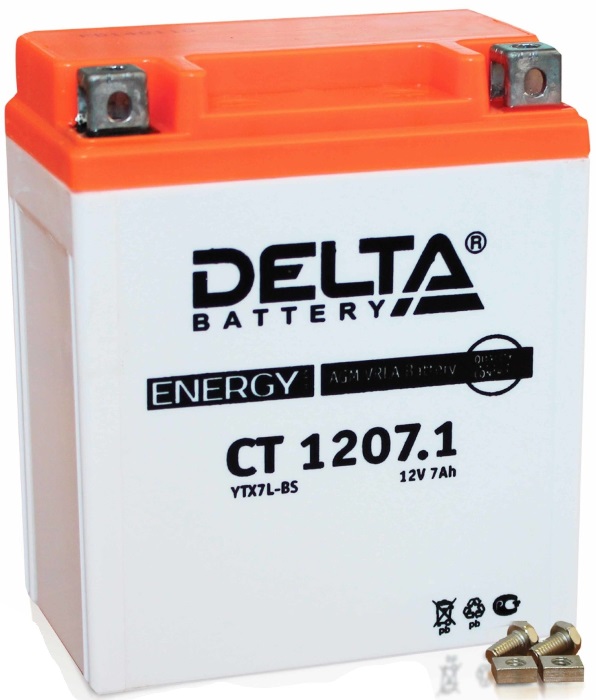 Аккумулятор DELTA MOTO AGM YTX7L-BS CT 1207.1 (12В, 7А/ч)