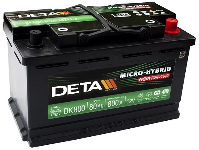 Аккумуляторная батарея DETA Start-Stop AGM DK800 (12В, 80А/ч)