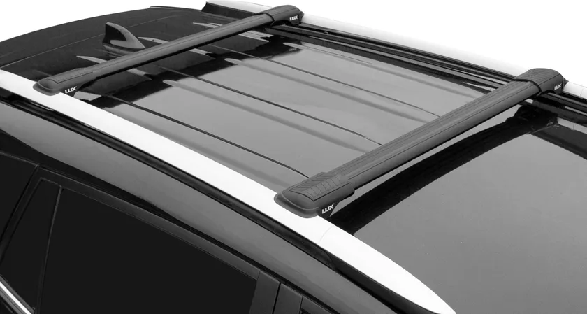 Багажник на рейлинги Люкс Хантер для Isuzu D-Max II 2013-2017 (ЧЕРНЫЕ дуги)