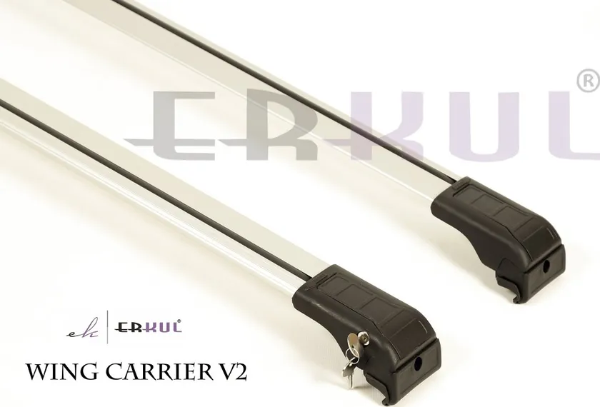 Багажник на интегрированные рейлинги Erkul Wingcarrier V2  для Ford Tourneo Connect II 2014-2020 (Аэро-крыло дуги) СЕРЕБРИСТЫЙ