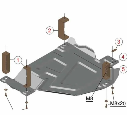 Защита АВС-Дизайн для топливного бака Renault Duster 4WD 2012-2020