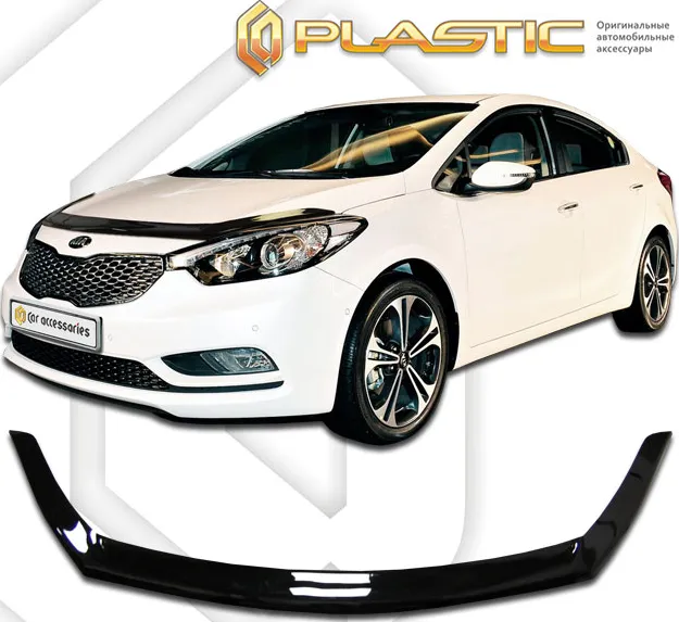 Дефлектор СА Пластик для капота (Classic черный) Kia Cerato седан 2013-2020
