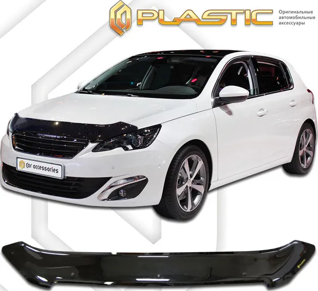 Дефлектор СА Пластик для капота (Classic черный) Peugeot 308 2014-2020