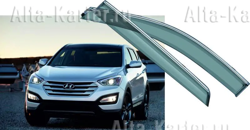 Дефлекторы Noble для окон Hyundai Santa Fe III 2012-2020