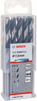 Сверло спиральное по металлу PointTeQ Bosch 2608577243, 7.5х69х109 мм, 10 штук