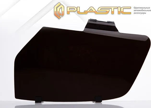 Защита СА Пластик передних фар (Classic черный) Kia Rio хечбек  2011–2015