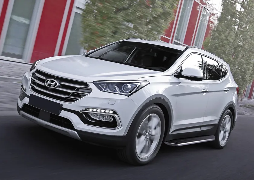 Пороги алюминиевые Rival Premium для Hyundai Santa Fe Premium 2015-2016