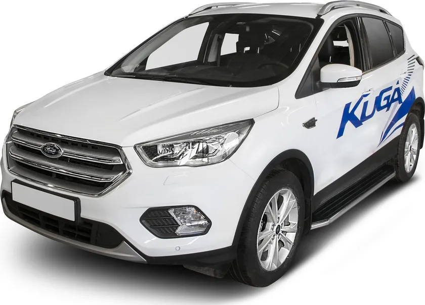 Пороги алюминиевые Rival Premium для Ford Kuga II рестайлинг 2016-2020