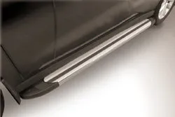 Пороги алюминиевые Slitkoff Luxe Silver для Haval H2 2014-2020