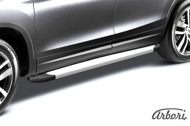 Пороги алюминиевые Arbori Optima Silver 1800 для Сhevrolet TrailBlazer II 2012-2020