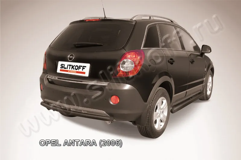 Защита Slitkoff заднего бампера d57 ЧЕРНАЯ матовая для Opel Antara 2006-2011