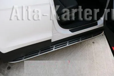 Пороги алюминиевые Mobis для Hyundai Santa Fe III 2012-2020