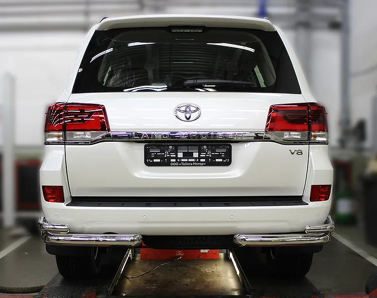 Защита NMH заднего бампера Уголки двойные 76/53мм для Toyota Land Cruiser 200 2015-2020