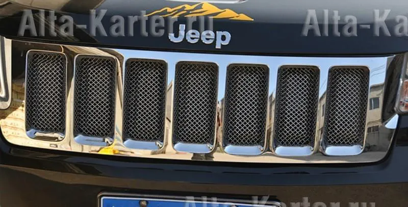 Накладка на решетку радиатора Noble ВЕРХНЯЯ (сетка) для Jeep Grand Cherokee WK2 2013-2020