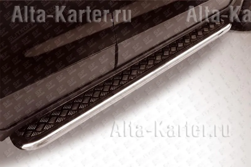 Пороги Slitkoff труба d57 с листом (чёрный квинтет) для Toyota Hilux VII 2008-2011