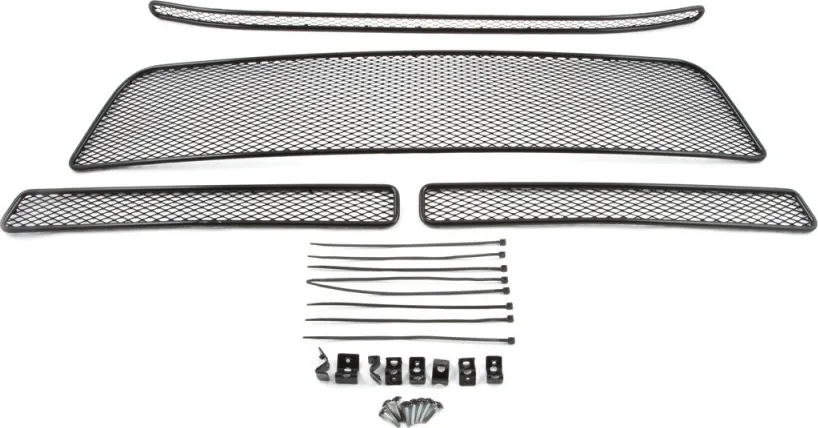 Сетка Arbori на решётку бампера, черная 15 мм (сота) (для автомобилей без камеры) для Ford Explorer V рестайлинг 2015-2020